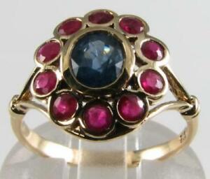 【送料無料】ネックレス　divine 9k9ct gold blue sapphire ruby art decoins cluster ring free resizedivine 9k 9ct gold blue sapphire ruby art deco in｜hokushin