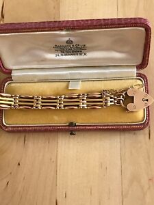 【送料無料】ネックレス　ビンテージイエローゴールドバーゲートブレスレットtop quality vintage hallmarked, 9ct yellow gold 75 4 bar gate bracelet 184｜hokushin