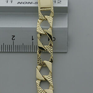 【送料無料】ネックレス　ゴールドブレスレットミリ9ct gold textured id curb bracelet 775 8mm hallmarked rrp 465 {bid1_7}｜hokushin