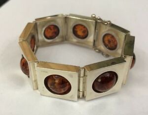 【送料無料】ネックレス　スターリングシルバーコニャックオレンジラウンドカボションバルトブレスレットsterling silver 925 cognac honey amber round cabochon baltic amber bracelet｜hokushin