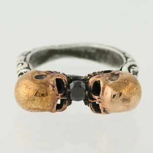 【送料無料】ネックレス　ボリングスカルスターリングシルバーブロンズブラックスピネル｜hokushin