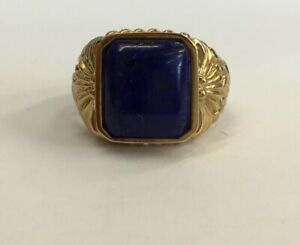 【送料無料】ネックレス　ヴィンテージイエローゴールドセットサイズvintage 9ct yellow gold lapiz lazuti set gents signet ring size t 10g｜hokushin