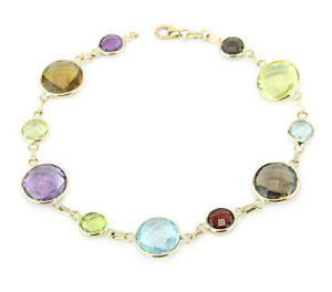 【送料無料】ネックレス イエローゴールドブレスレットインチ14k yellow gold bracelet with round shaped multicolored gemstones 75 inches