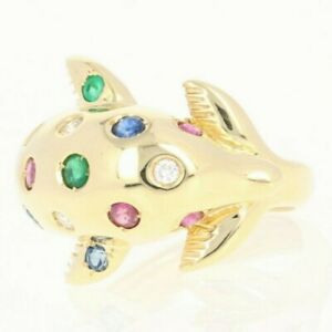 【送料無料】ネックレス ラウンドドルフィンカットリングｋゴールドルビーサファイアエメラルド57ctw round cut multigemstone dolphin ring  18k gold ruby sapphire emerald