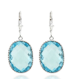 【送料無料】ネックレス トパーズ14kホワイトゴールドイアリング14k white gold gemstone earrings with large oval blue topaz drop