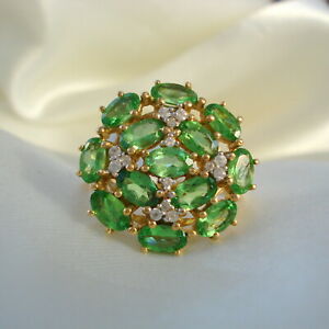 【送料無料】ネックレス　ゴールドクラスタリング309ct huge natural tsavorite gold cluster ring｜hokushin