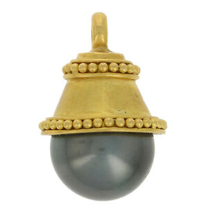 【送料無料】ネックレス タヒチパールペンダントイエローゴールド127128mm tahitian pearl pendant 22k yellow gold|hokushin