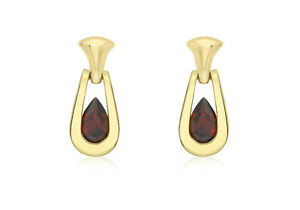 【送料無料】ネックレス イエローゴールドガーネットイヤリングドロップ9ct yellow gold garnet drop earrings|hokushin