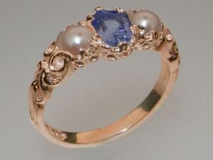 【送料無料】ネックレス ローズゴールドタンザナイトパールリングサイズ14ct rose gold natural tanzanite amp; pearl womens trilogy ring sizes j to z|hokushin