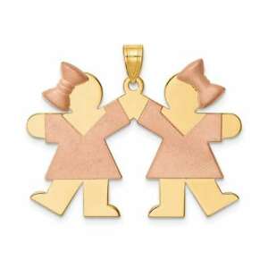 【送料無料】ネックレス イエローローズゴールドダブルペンダント14k yellow amp; rose gold large double girls engravable pendant|hokushin