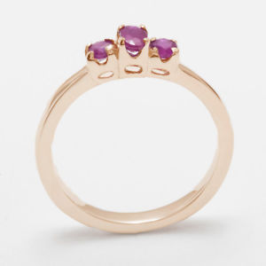 【送料無料】ネックレス　ローズゴールドルビーリングサイズ14ct rose gold natural ruby womens trilogy ring sizes j to z｜hokushin 81,389円