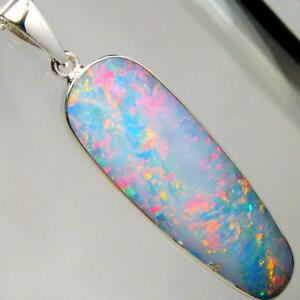 【送料無料】ネックレス　オーストラリアオパールペンダントビッグソリッドシルバーgenuine australian natural inlay opal pendant 11ct big solid 925 silver gift a04｜hokushin