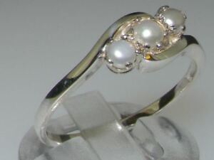 【送料無料】ネックレス ホワイトゴールドパールリングサイズ18ct 750 white gold pearl womens trilogy ring sizes j to z|hokushin