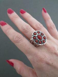 【送料無料】ネックレス ビンテージシルバーサーモンコーラルリングvintage silver salmon coral ring|hokushin