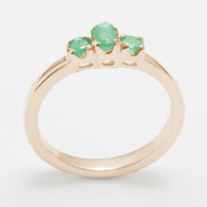 【送料無料】ネックレス　ローズゴールドエメラルドリングサイズ14ct rose gold natural emerald womens trilogy ring sizes j to z｜hokushin 81,389円