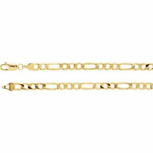 【送料無料】ネックレス イエローゴールドフィガロチェーンブレスレットロブスタークラスプインチ14k yellow gold figaro chain bracelet wlobster clasp 5mm wide 7 to 8 long|hokushin