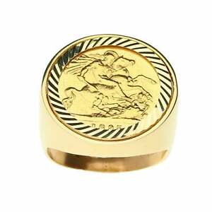 【貨物輸送無料】首飾り ゴールド輪っかgold 1895 halfsovereign ring  1330g