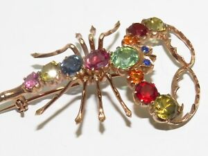 【貨物輸送無料】首飾り ソリッドゴールドマルチジェムスコーピオンブローチ9k solid gold multi gem scorpion brooch