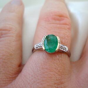 【貨物輸送無料】首飾り ネオングリーンエメラルドホワイトゴールドcertified genuine neon green emerald white gold engagement ring