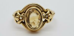 【貨物輸送無料】首飾り アンティークビンテージシトリンリングイエローゴールドサイズサイズantique vintage citrine ring 15コンピュータ断層撮影法 yellow gold size 0 us size 75