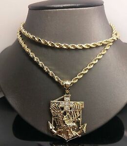 【貨物輸送無料】首飾り メンズｋイエローゴールドロープチェーンアメリカンイーグルアンカーmens  10k yellow gold 26 rope chain 10k american eagle anchor, adjusted pr
