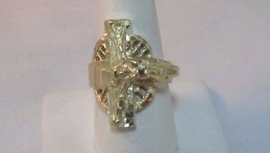 【貨物輸送無料】首飾り 14k救世主大きさ9 saver4114k solid gold jesus, crucifix ring size 9 save r41