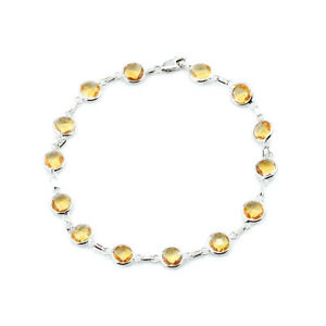 【貨物輸送無料】首飾り ｋホワイトゴールドブレスレットシトリンカットインチ14k white gold bracelet with fancy cut yellow citrine gemstones 8 inches