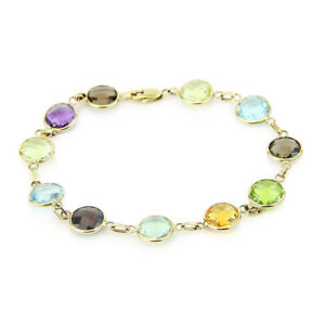 【貨物輸送無料】首飾り とり捨てる814kイェローゴールド14k yellow gold round shape fancy cut gemstones bracelet 8 inches