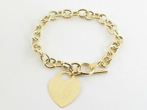 【貨物輸送無料】頸飾り イエローゴールドリンクトグルクラスプハートブレスレット14k yellow gold rolo link toggle clasp heart bracelet 7 12 ジュエリー・アクセサリー-ネックレス・ペンダント