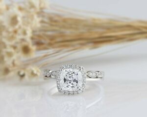 【送料無料】ネックレス クッションホワイトゴールドカットハローリング244 tcw cushion cut halo engagement wedding ring set in white gold for women|hokushin