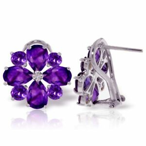 【貨物輸送無料】首飾り アメジストデザインスタッドボルトｋホワイトゴールドイヤリングgenuine amethyst gems flower design studs 14k white gold earrings 485 コンピュータ断層撮影法