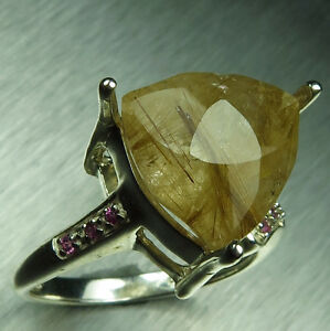 【送料無料】ネックレス　ゴールデンルチルクォーツシルバーｋｋゴールドプラチナリング49ct natural golden rutile quartz 925 silver 9ct 14k 18k gold platinum ring