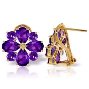 【貨物輸送無料】首飾り アメジストデザインスタッドボルトｋイエローゴールドイヤリングgenuine amethyst gems flower design studs 14k yellow gold earrings 485 コンピュータ断層撮影法