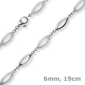 【貨物輸送無料】首飾り ゴールドホワイトファンタジーブレスレットマット6粍 fantasy bracelet made of 585 gold white partly matted, 19糎