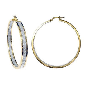 【貨物輸送無料】首飾り ファッションイエローゴールドソリッドムーンダストフープイヤリングfashion 9コンピュータ断層撮影法 yellow gold solid womens double sided moon dust hoop earrings 50粍