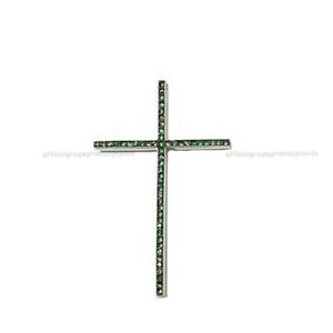 【貨物輸送無料】首飾り エメラルドクロスペンダントスターリングシルバーホワイトゴールドemerald cross pendant 14k white gold over sterling silver