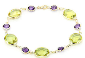 【貨物輸送無料】首飾り イエローゴールドアメジストカットレモントパーズブレスレットインチ14k yellow gold fancy cut amethyst and lemon topaz gemstone bracelet 75 inches