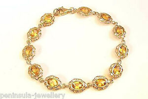 【貨物輸送無料】首飾り ゴールドシトリンブレスレットプレゼント9コンピュータ断層撮影法 gold citrine bracelet made インチ uk hallmarked gift boxed birthday gift