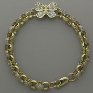 【貨物輸送無料】首飾り ベルチャーブレスレットhallmarked 9コンピュータ断層撮影法 gold childs butterfly belcher bracelet 75粍 65 tb1_65