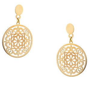 【貨物輸送無料】首飾り イエローゴールドラウンドイヤリングドロップ18k yellow gold round drop dangle earrings