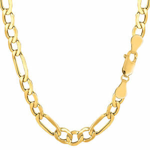 【貨物輸送無料】首飾り イエローゴールドライトフィガロチェーンブレスレットインチ14k yellow gold light figaro chain bracelet, width 65粍, length 85 inch