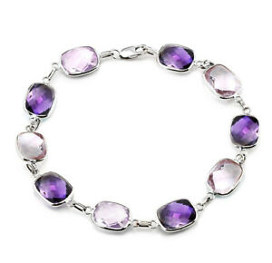 【貨物輸送無料】首飾り ｋホワイトゴールドブレスレットクッションカットアメジストインチ14k white gold gemstone bracelet with cushion cut amethysts 725 inches