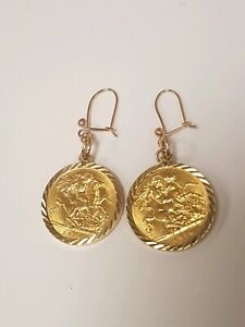 【送料無料】ネックレス　マウントイヤリング1 dazzling 9ct mount half sovereign 1914 earrings fully hallmarked｜hokushin
