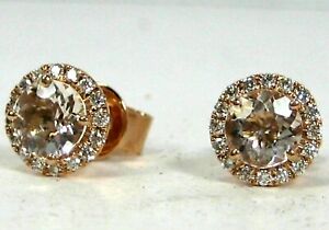 【貨物輸送無料】首飾り イヤリングｋローズゴールドハローmorganite earrings 14k rose gold halo untreated natural heirloom ap