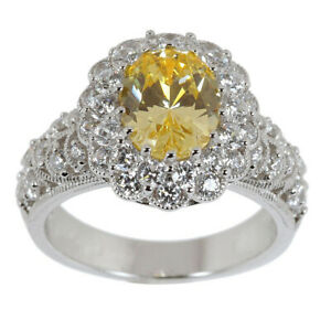 【送料無料】ネックレス　ヴィンテージカットカナリーリングｋホワイトゴールド310 ct vvs1 oval cut vintage canary ring 14k white gold over｜hokushin
