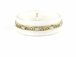 【送料無料】ネックレス　イエローホワイトゴールドローマブレスレットグラム14k yellow and white gold roman numerals bracelet 7 128 grams｜hokushin