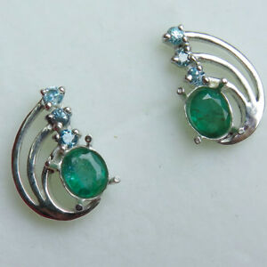 【送料無料】ネックレス　エメラルドジルコンシルバーｋイエローホワイトゴールドスタッドイヤリングnatural emerald amp; zircon 925 silver 9ct 14k 18k yellow white gold stud earrings