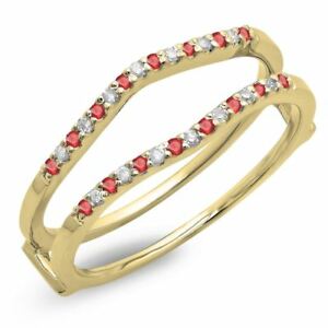 【送料無料】ネックレス イエローゴールドルビーエンハンサーガードダブルリング14 ct yellow gold genuine ruby women wedding enhancer guard double ring|hokushin