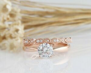 【送料無料】ネックレス　テーパシャンクラウンドブライダルローズゴールドカット132 tcw tapered shank round cut bridal engagement ring set in rose gold｜hokushin