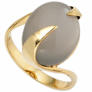 【貨物輸送無料】首飾り 585イェローゴールドring ring gold ladies ring with moonstone, 585 gold yellow gold, elegant, ladies